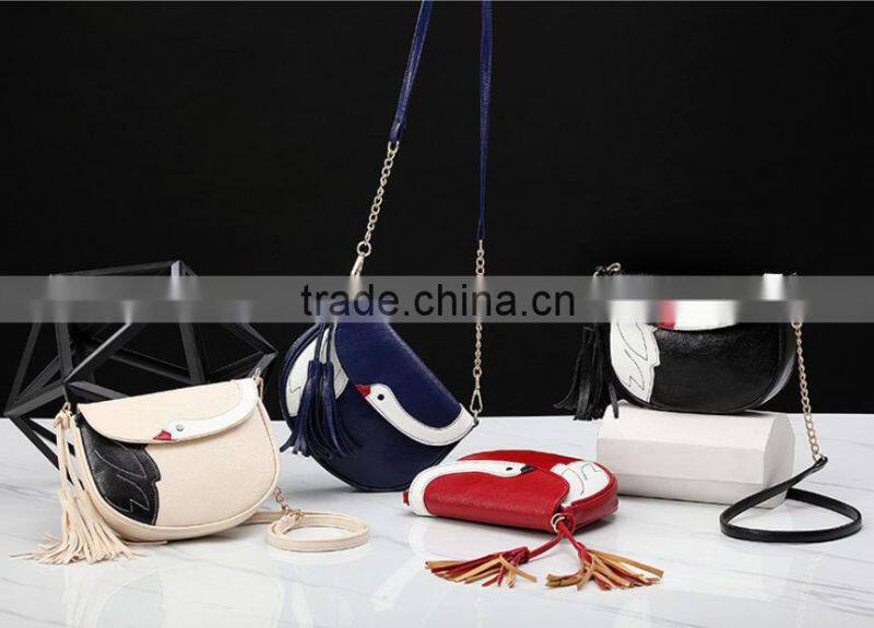 2016 new arrival handbag fashion swan pattern shoulder bag high quality PU handbag