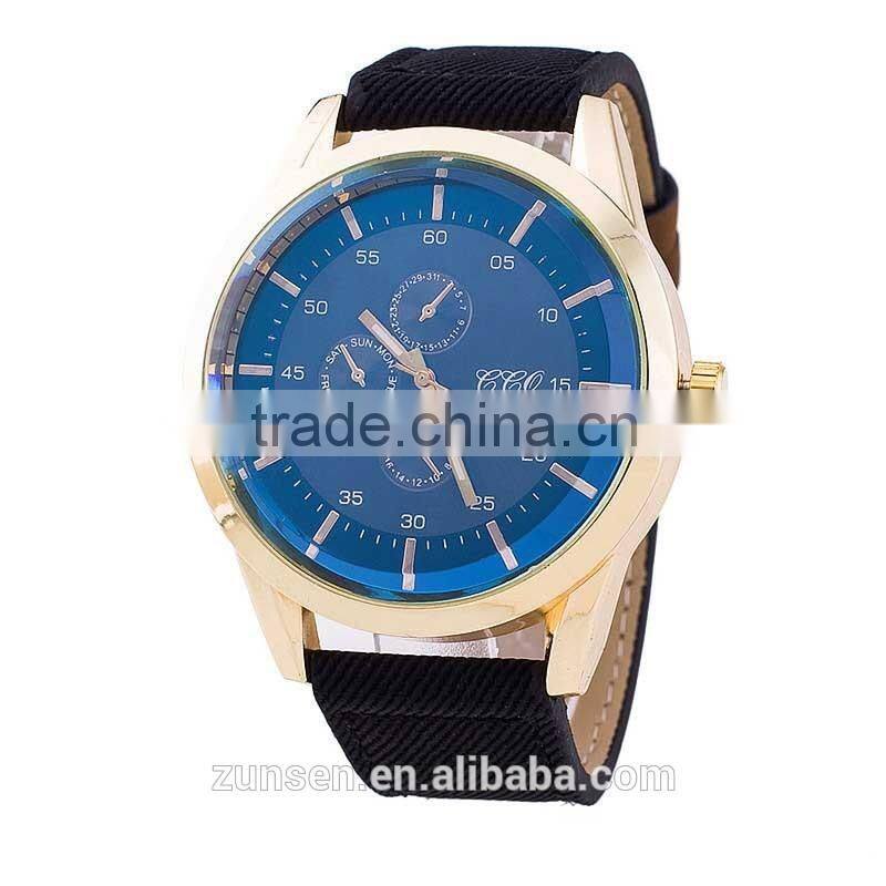 2016 Hot Fashion Luxury Men Business Quartz Analog Clock Leather Canvas Strap Clock Man Sports Watches Relogios Masculino