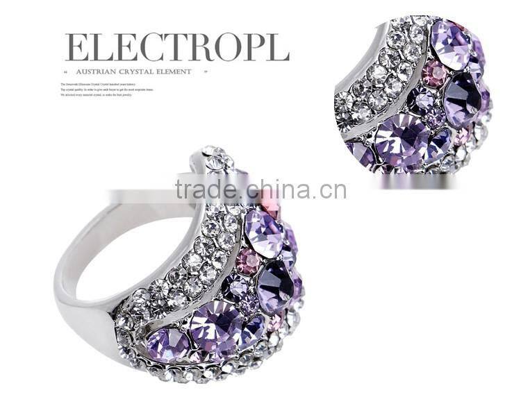 Twinkling 18k White Gold GP Purple Austrian Crystal Eyes Rings For Women