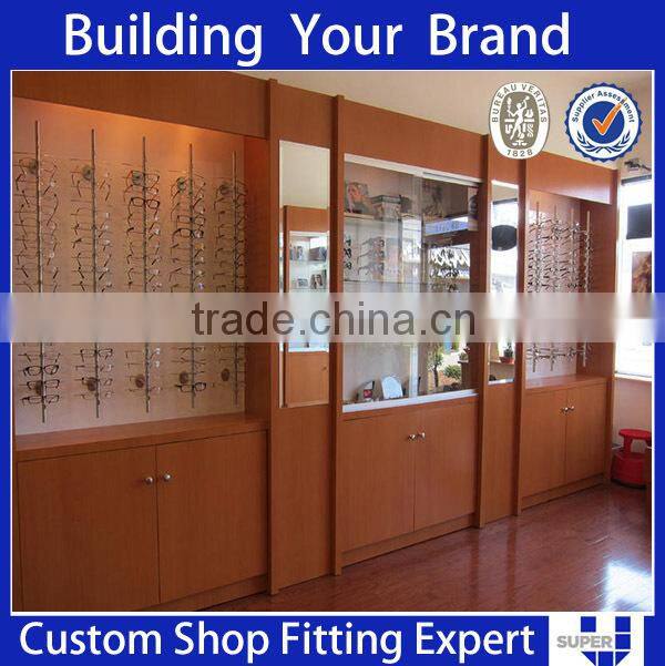 manufacture wooden cheap retail optical display cabinet