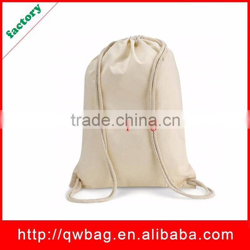 Factory custom eco-friendly school sport backpack cotton drawstring bag