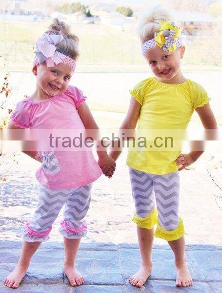 2016 New Design 100% Cotton Baby Girls Boutique Clothing Adorable Colorful Stripe Baby Kids Clothing Sets