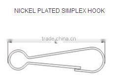 Nickel plated steel simplex hook