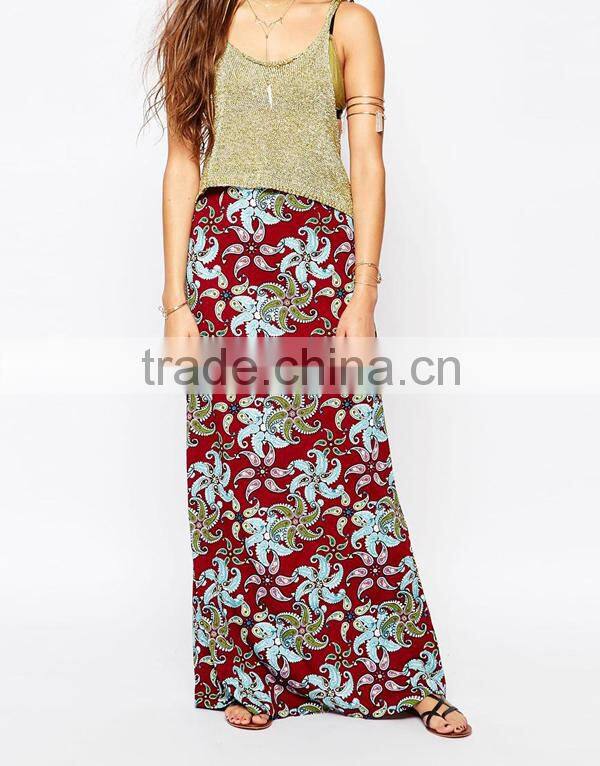 Rose print long skirt for womens maxi skirt