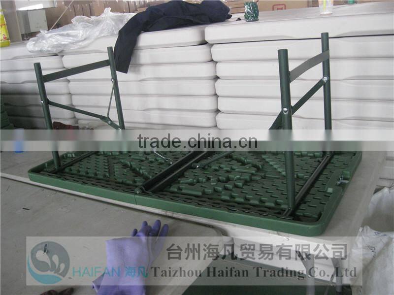 durable 122cmadjustable green troop plastic folding dining table and chair with lock/high quality plastic dining table for troop