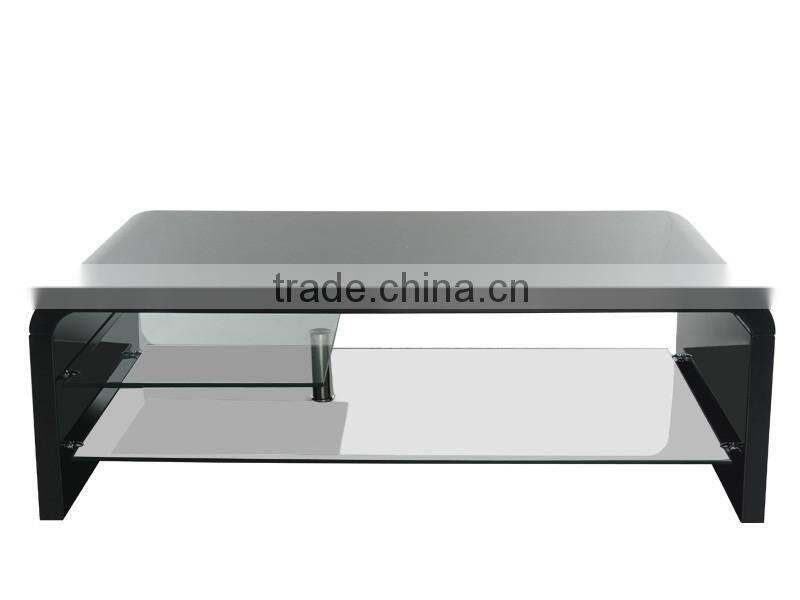 TV-3006 High Gloss Top TV Stand with Clear Glass Shelves