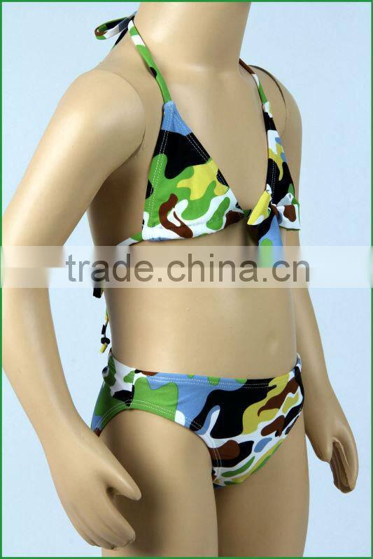 Camouflage Print Little Girls Bikini With Bowknot Skirt Sexy Kids Bikini