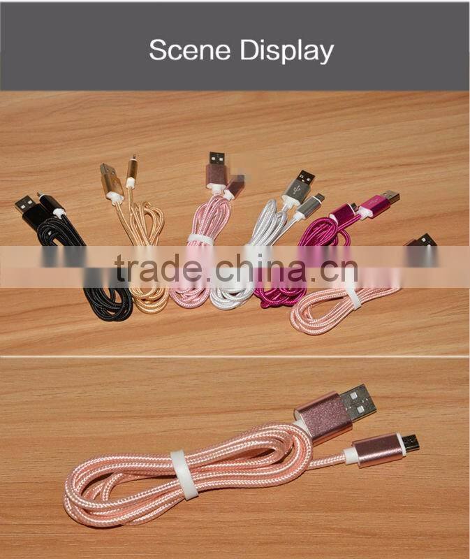 Top quality Mobile Phone USB Sync Data Cable 1m Nylon Data Line 2A Fast charge for Apple iPhones 5/5s/se/6/6s/6s plus/ipad mini