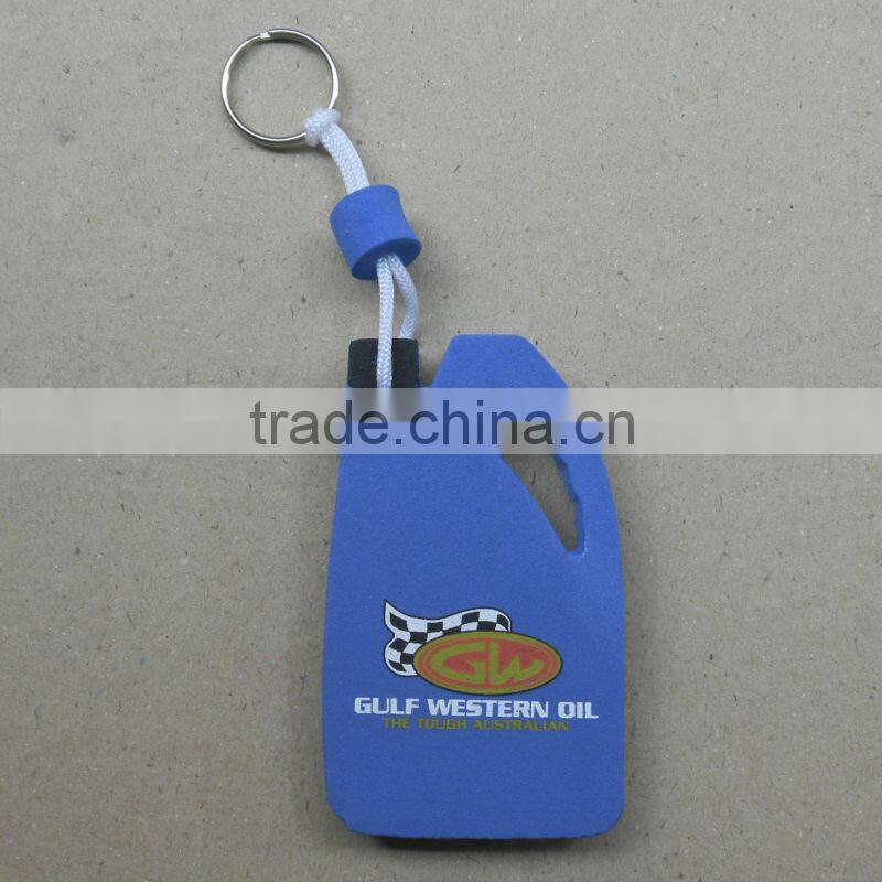 Custom made oval pu float key chain , floating sponge pu keychain