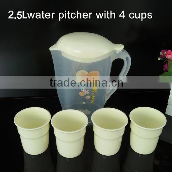2 L plastic water pitcher with cups,Plastic jug and tea kettle