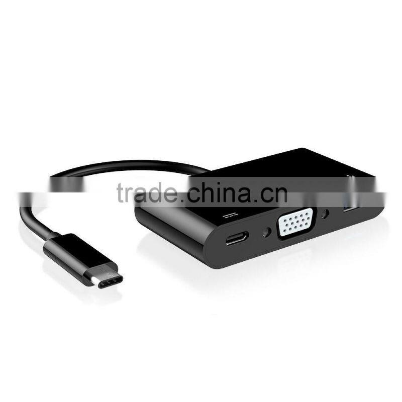 2016 wholesale USB-C USB 3.1 Type C to VGA Projector & USB OTG & USB-C Female Charger Adapter for 12" New Mac book