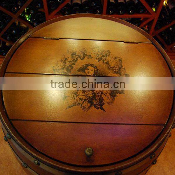 Hot Sale Refrigerated Wine Barrel Cooler, Unique OAK Wood Furniture With OEM Color LOGO
