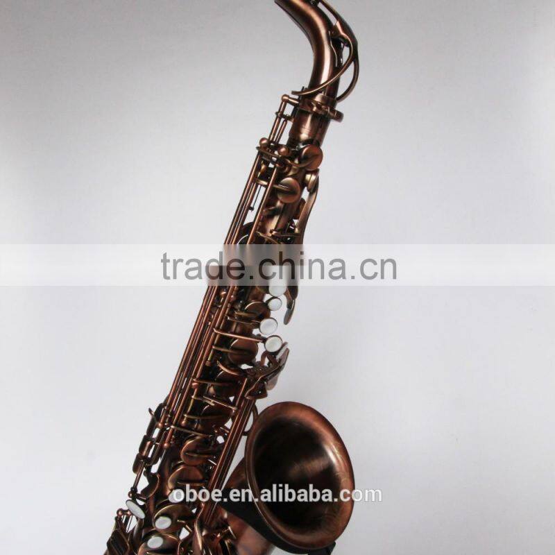 Professional woodwind musical instrument alto saxophone with antique surface finish wholesale