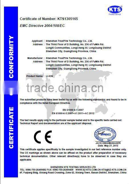 Trustfire portable 26650 5000mah 3.7V li-ion Rechargeable cell batteries with nipple top(1pcs)