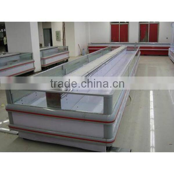 Double side commercial supermarket meat and fish display freezer