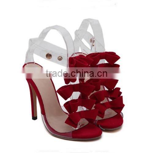 2016 Sexy open toe high heel sandals New fashion bowknot design high heel sandals PZ4374
