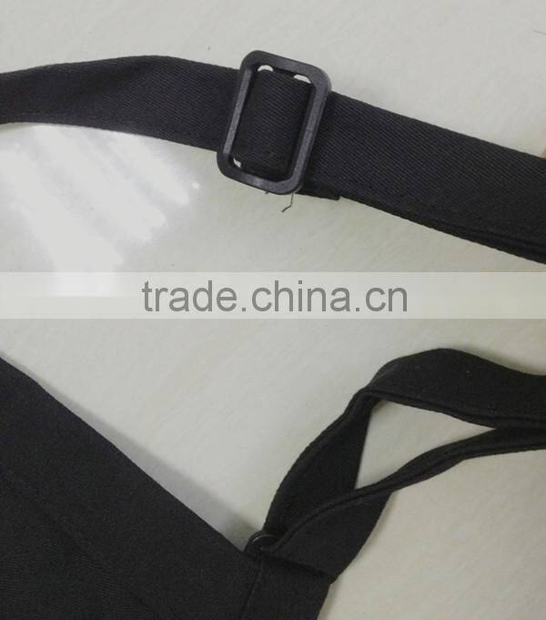 customised 100% cotton blue plain bib apron with adjustable button neck square corner