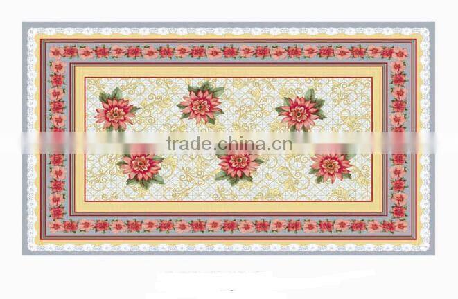 Newest transparent printed flowers all-in-one plastic table cloth roll/piece