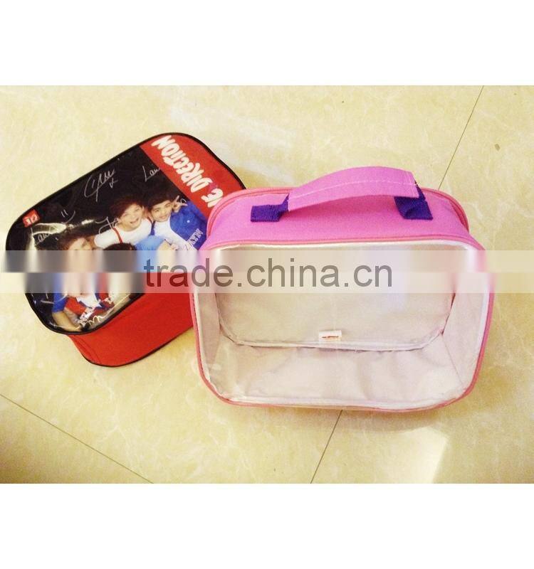 Customized clear transparent cosmetic pvc waterproof bag with pouch