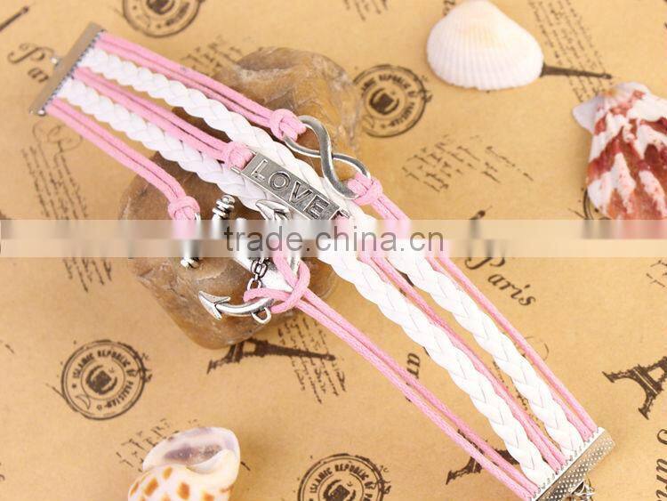 MYLOVE 5 colors in stock love bracelets & bangles braided leather jewelry MLBZ017