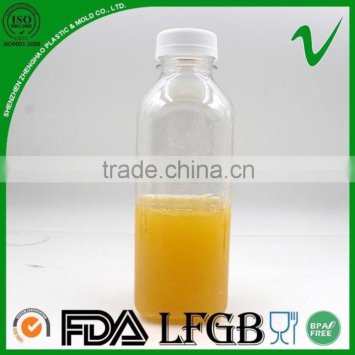 new design square clear 330ml plastic bottle PET with tamper proof lid