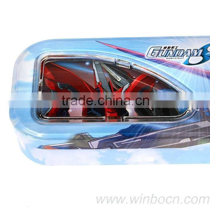 two layers cartoon tin metal students pencil case box
