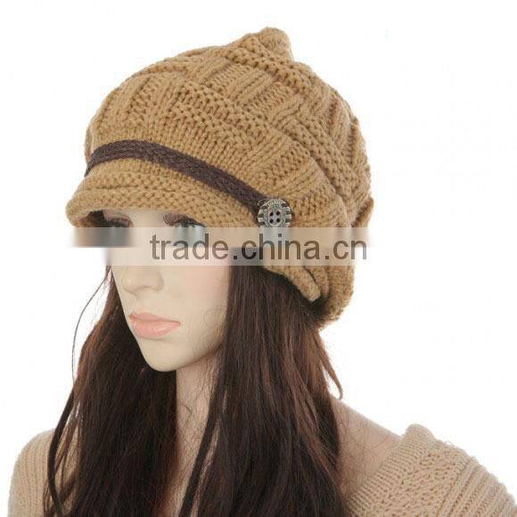 Korean Fashion Womens Warm Winter Crocheted Knit Braided Beanie Ski Hat Skull Cap