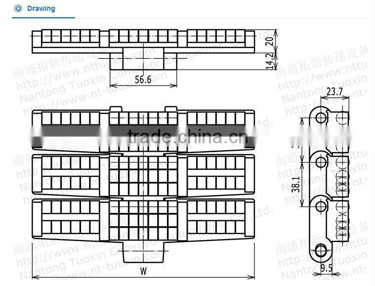 LBP882M Side Flexing Magnetflex Heavy Duty Plastic Roller Chain