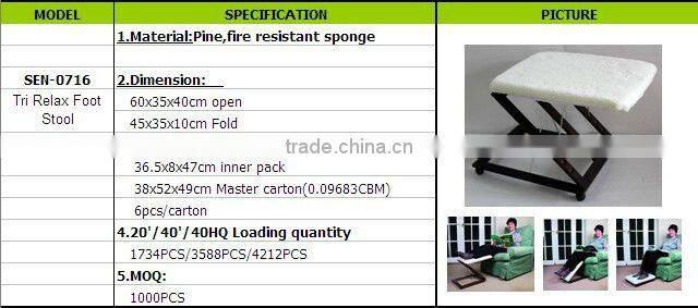 Tri Relax Footrest/Z Shaped folding footstool