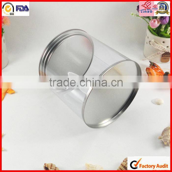 printing see through handle pvc round tin plastic box