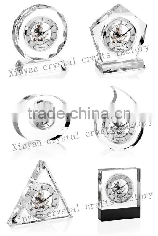2016 3d crystal clock for business gift