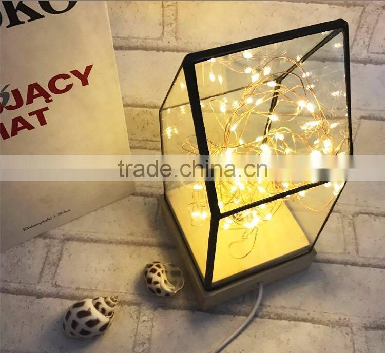 Hottest Siliver Glass House Atmosphere Light, DIY LED Table lamp Night Lamp