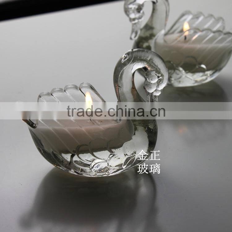 Little swan style glass candle holder, cute glass candle holder