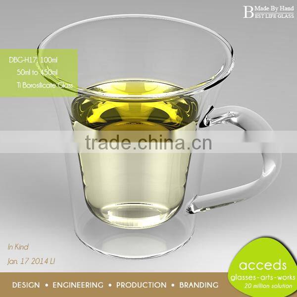 Heat Resistant Double Wall Glass With Handle