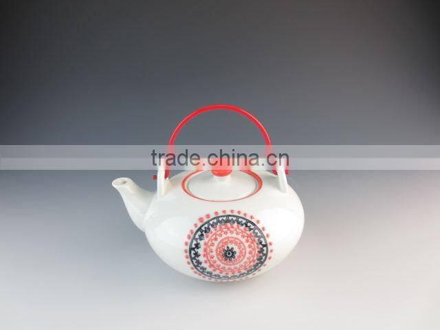 Eco-friendly Chinese style ceramic teapot with iron handle