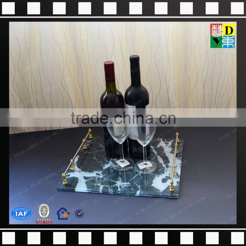 Custom print acrylic lucite tray PMMA plastic hotel kettle tray wholesale crystal glass fruit tray from china manufacturer