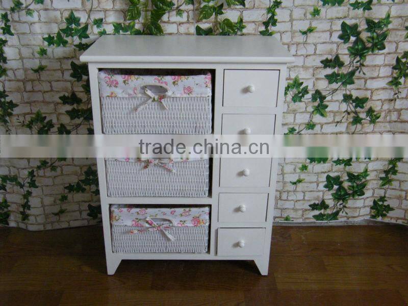 Beautiful and practical cabinet with wooden and wicker drawer