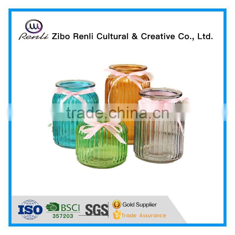 Colored Glass Vase Cylinder Factory Sale with Decoration