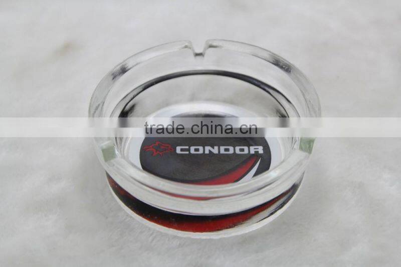 8.5cm glass ashtray, decaled glass ashtray,glass ashtray