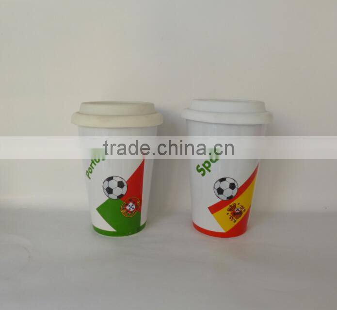 Wholesale V shaped blue color ceramic mug cup