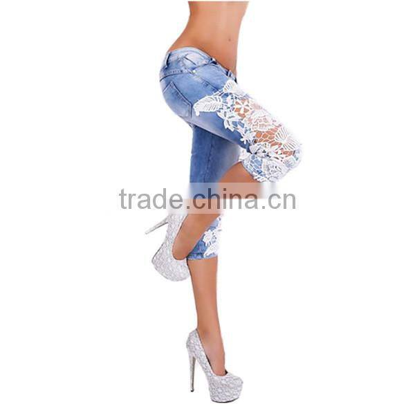 Europe style sexy lace jeans women short pants