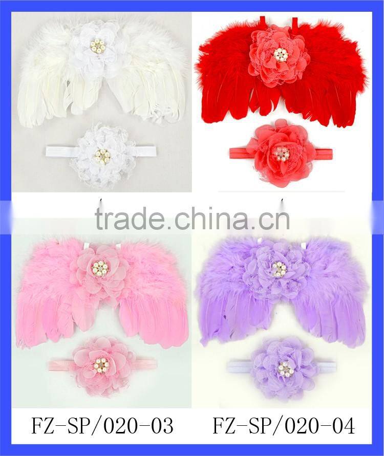 Latest Design Baby Feather Boutique Cheap Headband And Buttfly Wing Set