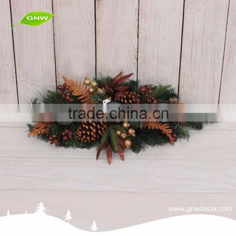 GNW CHGR-1607037 Customized Promotional wholesale PVC Christmas candle garland with golden Bauble