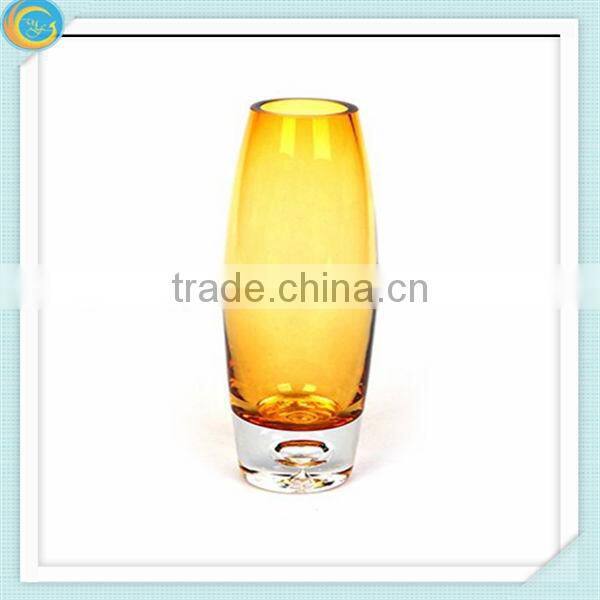 Blue cylinder glass vase for home decoration