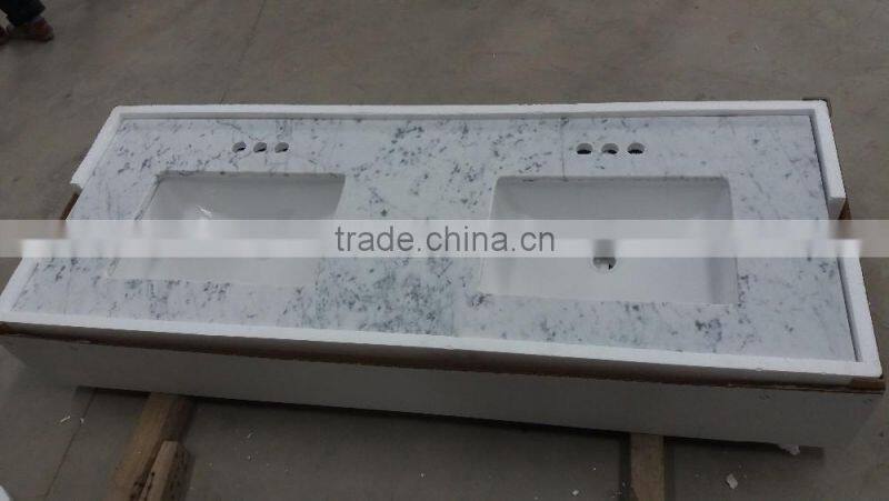 Double Square Sink Carrara White Bathroom Vanity