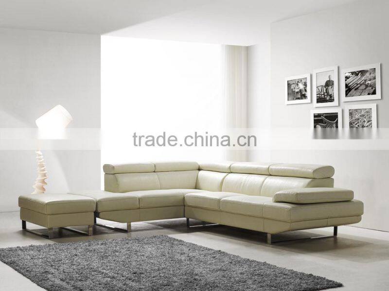 JR8040 elegant chic contemporary coffee color cow leather L shape living room luxury sofa set home furniture new