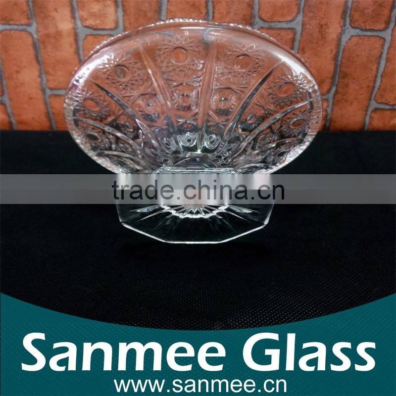 Hot Sale Embossed Glass Fruit Plate