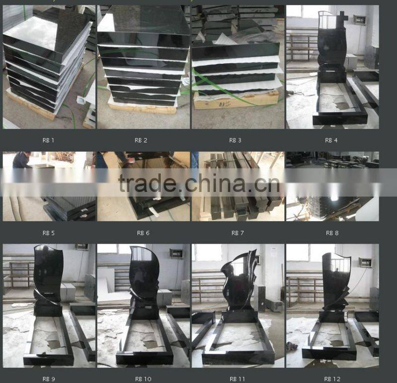 Western Style Large Absolute Black Granite Headstone For Sale