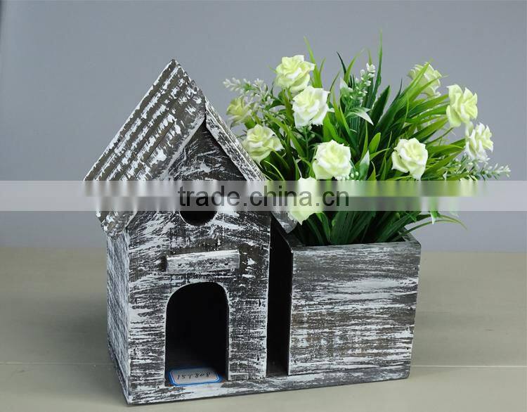 Bird House Wooden Planter Boxes Artificial Planter
