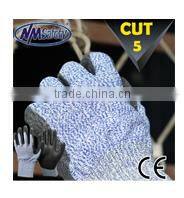 NMsafety Nylon and Hppe and Steel Fiber Palm Sandy Nitrile ANSI 6 Cut Resistant Mechanical Work Gloves